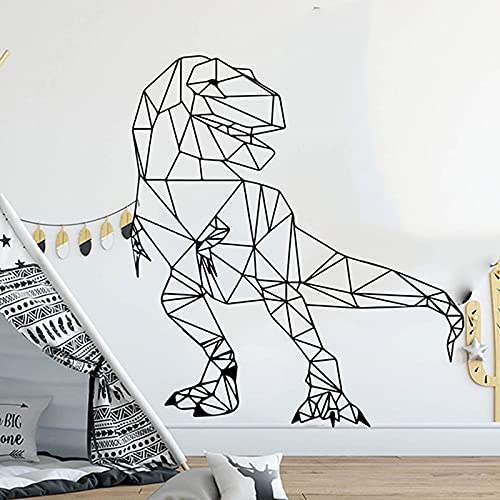 Zdklfm69 Wandtattoo Wandaufkleber Wandsticker Cartoon Geometrische T-Rex Dinosaurier Jungenzimmer Kinderzimmer Dino Tier Kinderzimmer Spielzimmer Vinyl Dekor 112x100cm von Zdklfm69