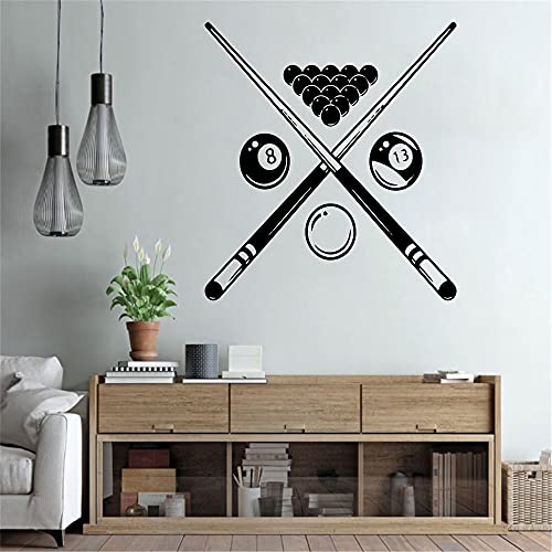 Zdklfm69 Wandtattoo Wandaufkleber Wandsticker DIY Billard Wall Art Decals Für Kinderzimmer Wandbild Für Wohnzimmer Vinyl Billard Wohnzimmer Tapete 57x63cm von Zdklfm69