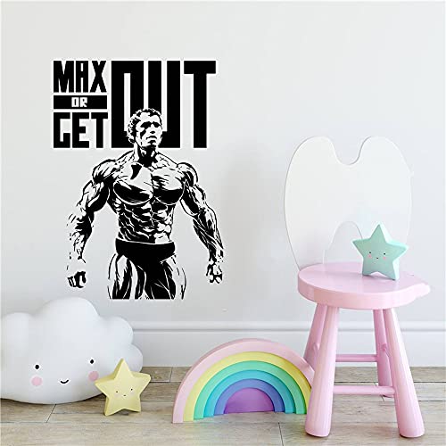 Wandtattoo Wandaufkleber Wandsticker Fitness Club Vinyl-Aufkleber Gym Logo Sport Langhantel Training Motivation Muskeltraining Dekor 77x108cm von Zdklfm69