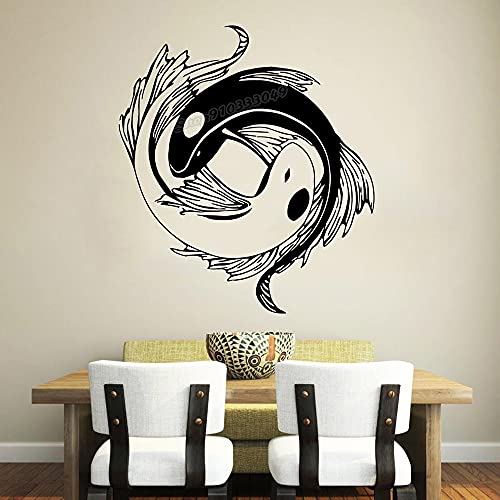 Zdklfm69 Wandtattoos Wandaufkleber Vinyl Yin Yang Koi Fisch Yin Yang Symbol Geometrische Blumenmuster für Zuhause Schlafzimmer Dekor Design 96x86cm von Zdklfm69