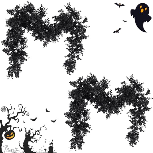 Künstliche Eukalyptus-Girlande, 1,8 m, künstliche schwarze Ranken, UV-beständig, künstliche Hängepflanzen für Hochzeitsbogen, Hintergrund, Wandtisch, Innen- und Außenbereich, 2 Stück von ZeKonan