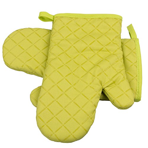 ZeWoo 1 Paar Ofenhandschuhe Baumwolle Anti-Rutsch Küche Backofen Handschuhe Hitzebeständig Topfhandschuhe Topflappen Für Kochen Backen Barbecue, Grün von ZeWoo