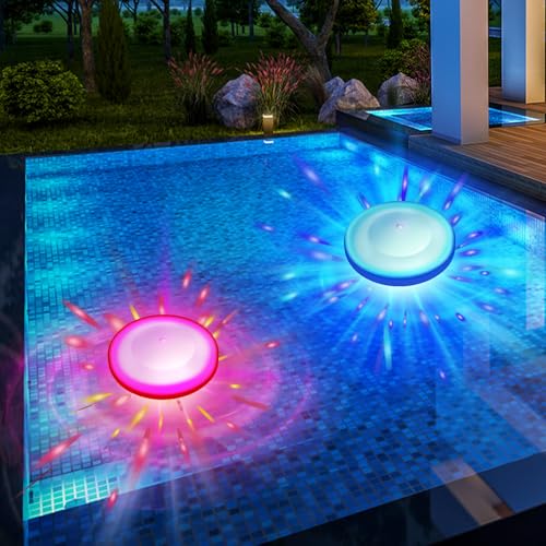 Zeadio LED Unterwasser-Poolleuchten mit 6 Lichtmodi, tauchfähig & wasserdicht, einfache Installation für Einbau- und Aufstellpools, RGB-farbwechselnde Spa- & Partyleuchten, 2er-Pack von Zeadio