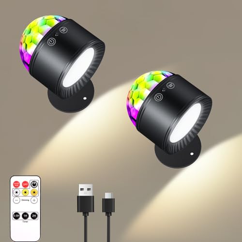 Zeaido RGB-Ambientelichter & LED Wandlampe, drehbare Desktop Sternenhimmel Deckenprojektion mit Smart-Fernbedienung, für Zuhause/Schlafzimmer-Hintergrund/Partys/Bars/KTV etc (Schwarz, 2er Pack) von Zeadio