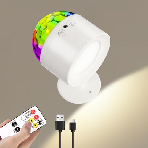 Zeaido RGB-Ambientelichter & LED Wandlampe, drehbare Desktop Sternenhimmel Deckenprojektion mit Smart-Fernbedienung, für Zuhause/Schlafzimmer-Hintergrund/Partys/Bars/KTV etc (weiß, 1er Pack) von Zeadio