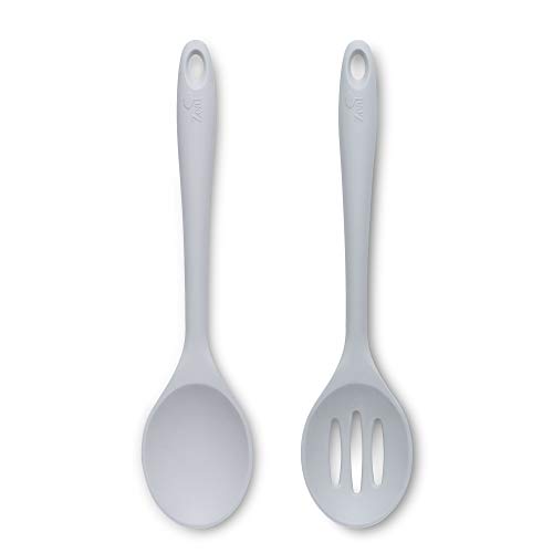 Zeal JSET6S Antihaft-Silikon-Schaumlöffel und Kochlöffel, 2-teiliges Set, French Grey von Zeal