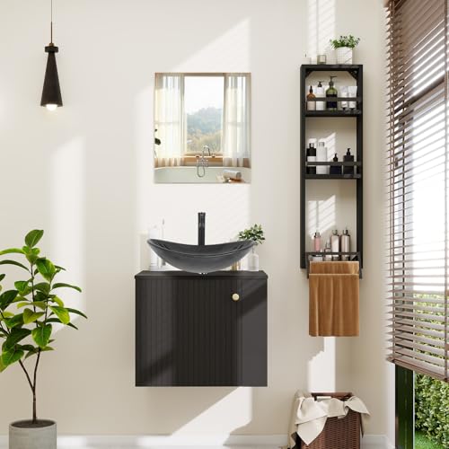 ZealWe Badmöbel Set (Waschbecken mit Unterschrank Spiegel Handtuchhalter), Badzimmermöbel Badzimmerschrank Waschbeckenunterschrank 60 cm mit Waschtish, Badezimmerregal, Wasserhahn Set, Dunkelgrün von ZealWe