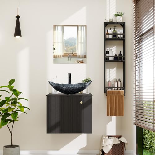 ZealWe Badmöbel Set (Waschbecken mit Unterschrank Spiegel Handtuchhalter), Badzimmermöbel Badzimmerschrank Waschbeckenunterschrank 60 cm mit Waschtish, Badezimmerregal, Wasserhahn Set, Modern Silber von ZealWe