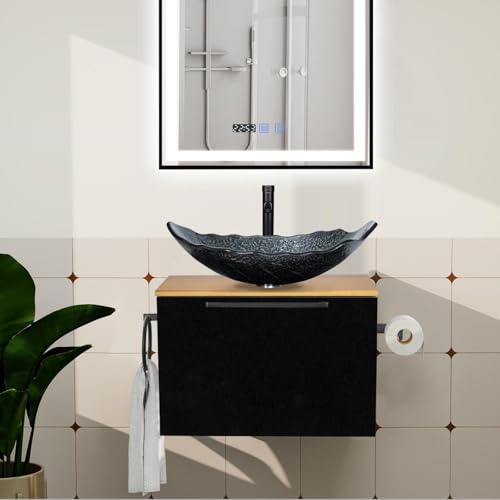 ZealWe Badmöbel Set 2-teilig Waschbecken mit Unterschrank 60 cm mit Handtuchhalter Rollenhalter, Waschtischunterschrank hängend mit Waschtish 56 cm für kleine Gäste WC Waschplatz, Modern Silber ZealWe Badmöbel Set 2-teilig Waschbecken mit Unterschrank 60 cm mit Handtuchhalter Rollenhalter, Waschtischunterschrank hängend mit Waschtish 56 cm für kleine Gäste WC Waschplatz, Modern Silber von ZealWe