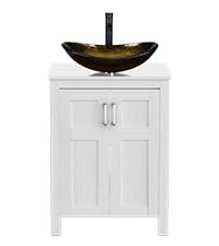 ZealWe Badmöbel Set 2-teilig Waschbecken mit Unterschrank Weiß, komplettprogramme für Badezimmer Hochschrank mit Waschbeckenunterschrank, Badezimmermöbel Set Badezimmerschrank, Schwarz Gelb von ZealWe