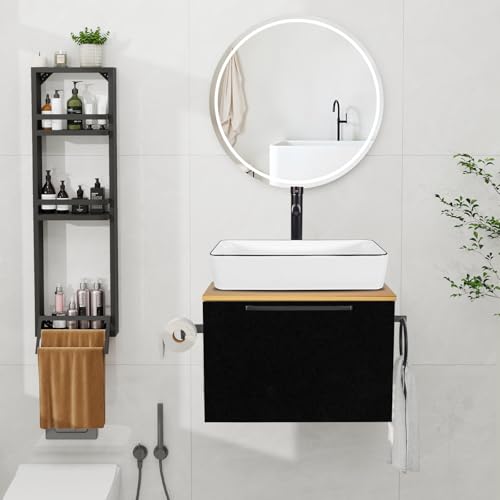 ZealWe Badmöbel Set 3 TLG Waschbecken mit Unterschrank 60 cm, Waschbeckenunterschrank mit Wandregal Waschtish 50 cm, Badezimmerschrank mit Handtuchhalter für kleine Gäste WC Waschplatz, Weiß ZealWe Badmöbel Set 3 TLG Waschbecken mit Unterschrank 60 cm, Waschbeckenunterschrank mit Wandregal Waschtish 50 cm, Badezimmerschrank mit Handtuchhalter für kleine Gäste WC Waschplatz, Weiß von ZealWe
