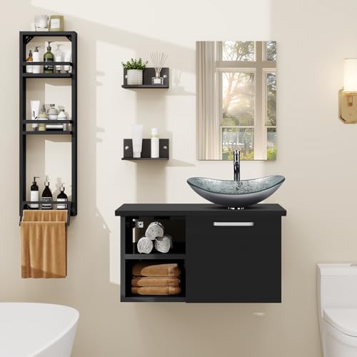 ZealWe Badmöbel Set (Waschbecken mit Unterschrank Spiegel Handtuchhalter), Badzimmermöbel Badzimmerschrank Waschbeckenunterschrank 71cm mit Waschtish, Badezimmerregal, Wasserhahn Set, Silber ZealWe Badmöbel Set (Waschbecken mit Unterschrank Spiegel Handtuchhalter), Badzimmermöbel Badzimmerschrank Waschbeckenunterschrank 71cm mit Waschtish, Badezimmerregal, Wasserhahn Set, Silber von ZealWe