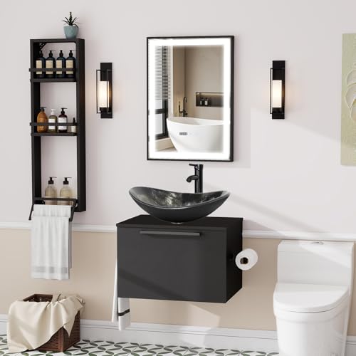 ZealWe Badmöbel-Set Waschtisch mit Unterschrank 60cm, Waschbeckenunterschrank mit Handtuchhalter und Oval Waschbecken, Badezimmerschrank Hängend Matt Schwarz, 3-teilig, für kleine Gäste WC, Blaugrün ZealWe Badmöbel-Set Waschtisch mit Unterschrank 60cm, Waschbeckenunterschrank mit Handtuchhalter und Oval Waschbecken, Badezimmerschrank Hängend Matt Schwarz, 3-teilig, für kleine Gäste WC, Blaugrün von ZealWe