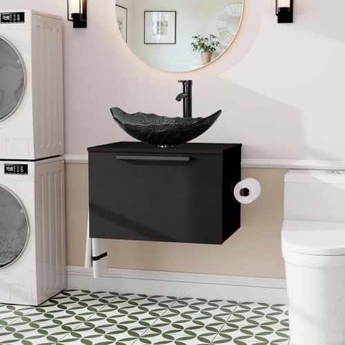 ZealWe Badmöbel-Set Waschtisch mit Unterschrank 60cm, Waschbeckenunterschrank mit Waschbecken, Badezimmermöbel Matt Schwarz Badezimmerschrank Hängend, 2-teilig für kleine Bäder Gäste WC, Modern Silber ZealWe Badmöbel-Set Waschtisch mit Unterschrank 60cm, Waschbeckenunterschrank mit Waschbecken, Badezimmermöbel Matt Schwarz Badezimmerschrank Hängend, 2-teilig für kleine Bäder Gäste WC, Modern Silber von ZealWe