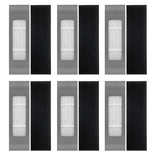 Zealing HEPA-Filter für Ecovacs Deebot Ozmo T8 Aivi Roboter-Staubsauger-Teile, 6 Stück schwarze Baumwollfilter (12 Stück) von Zealing