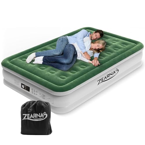 Zearna Luftmatratze 2 Personen 203x152x40 cm, Luftbett Selbstaufblasend in 3 Minuten, Aufblasbare Matratze Gästebett mit Eingebauter Elektrischer Pumpe, Aufblasbares Bett für Heimgebrauch von Zearna