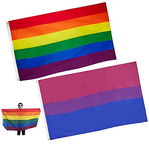 Zeaye 2pcs 3x5 Fuß Regenbogenfahne - Lebendige Farbe und UV-beständig - Leinwandkopf und doppelt genäht - Gay Pride Banner Flags. von Zeayebsr