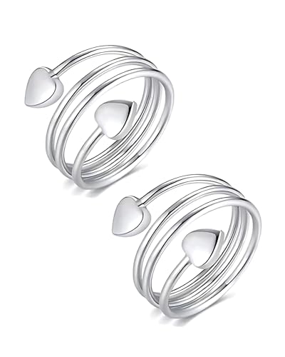 Zeayebsr 1 Paar Kupfer Magnetringe für Frauen Männer für Arthritis Schmerzlinderung Therapie Ringe Magnet Heilung 100% Solid Pure Copper Einstellbare Größe (Silber Liebe) von Zeayebsr