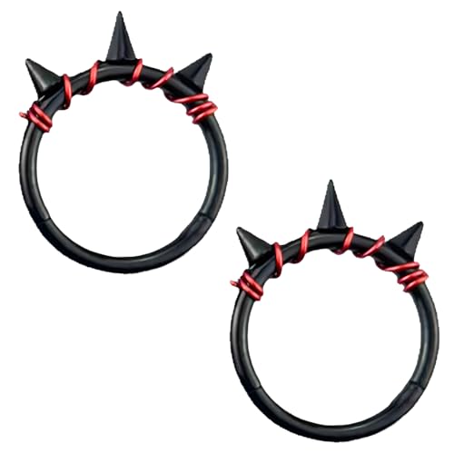 Zeayebsr 2PCS Septum Piercing Edelstahl Piercing Ringe Segmentring Clicker Nasenringe Ohrringe Nahtlose Hoops für Tragus Knorpel Septum Helix,Piercing Septum,snakebites Piercing,Septum schwarz von Zeayebsr