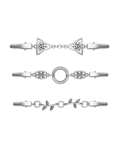 Zeayebsr 3pcs Clips de Cárdigan Clips de Chal Vintage Clips de Cuello de Suéter Plateados Broches Cierres de Chal Retro Elegante para Vestido Camisa Bufanda Accesorios Con Encantos von Zeayebsr