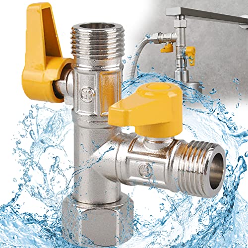 3 Wege Umschaltventil Pool, 3 Wege Umschaltventil Stück T-Stueck G 1/2 Messing T-Adapter, Umschaltventil Dusche 3 Wege, Umschaltventil Regendusche, Massives Messing, Für Küche, Badezimmer Orange von Zeaying