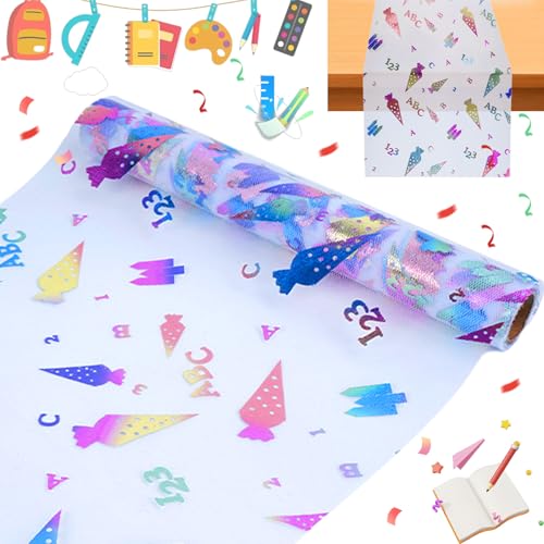 Tischläufer Tischband für Schuleinführung, Tischläufer für Einschulung Schulanfang Deko Schuleinführung Tischband Zuckertüten 123 ABC Mädchen Junge 28x6cm Bunte Chiffon-Tischdecke von Zeaying
