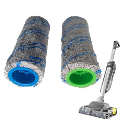 ZebRaz Hauptbürste Trommelbürste. Kompatibel for Karcher Repl Roller Set for BR 30/1 FC3 FC3D FC5 FC7 2er-Pack 4.030-088.0 Trocken- und Nassnutzung Mopptücher Pad Bodenreinigung von ZebRaz