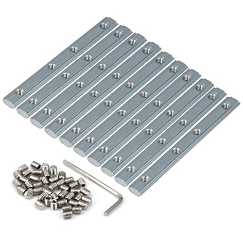 Zeberoxyz 10 Stück Gerade Linienverbinder Länge 3,9 Zoll Gelenkhalterung mit M5-Schrauben für 2020 Serie T-Schlitz 6 mm Aluminium-Extrusionsprofil (Gerade Halterungen-Silber) von Zeberoxyz