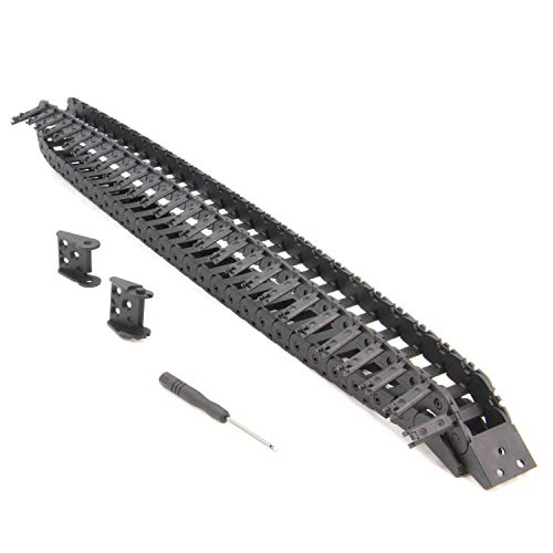 Zeberoxyz 10x20mm Schleppkettenlänge 1Meter offener schwarzer Kunststoff-Kabelträger R18 mit 1Kit Endverbindern für 3D-Drucker und CNC-Maschinen (10mmx20mm) von Zeberoxyz