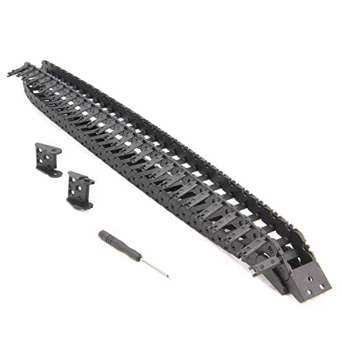 Zeberoxyz 10x20mm Schleppkettenlänge 1Meter offener schwarzer Kunststoff-Kabelträger R18 mit 1Kit Endverbindern für 3D-Drucker und CNC-Maschinen von Zeberoxyz