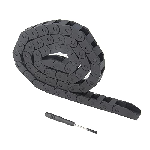 Zeberoxyz 10x10mm Schleppkettenlänge 1Meter Schließen Schwarzer Kunststoff-Kabelträger R18 mit 1Kit Endverbindern für 3D-Druckerverkabelung CNC-Maschinen von Zeberoxyz