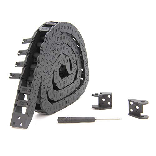 Zeberoxyz 10x15mm Schleppkettenlänge 1Meter offener schwarzer Kunststoff-Kabelträger R18 mit 1Kit Endverbindern für 3D-Drucker und CNC-Maschinen (10mmx15mm) von Zeberoxyz