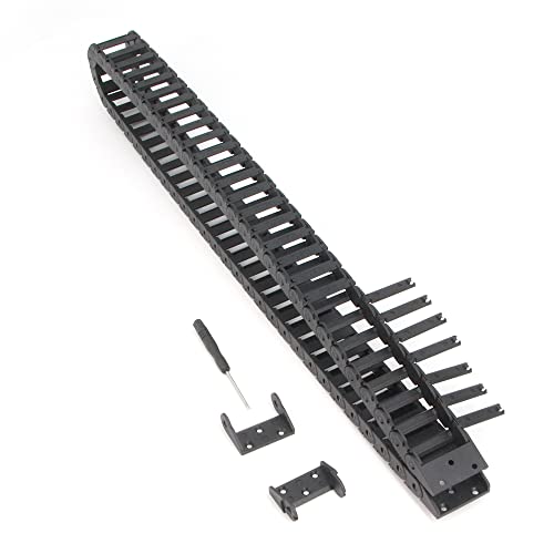 Zeberoxyz 10x30mm Schleppkettenlänge 1Meter Offener Schwarzer Kunststoff flexibler Kabelträger R18 mit 1Kit Endverbindern für 3D-Drucker und CNC-Maschinen von Zeberoxyz