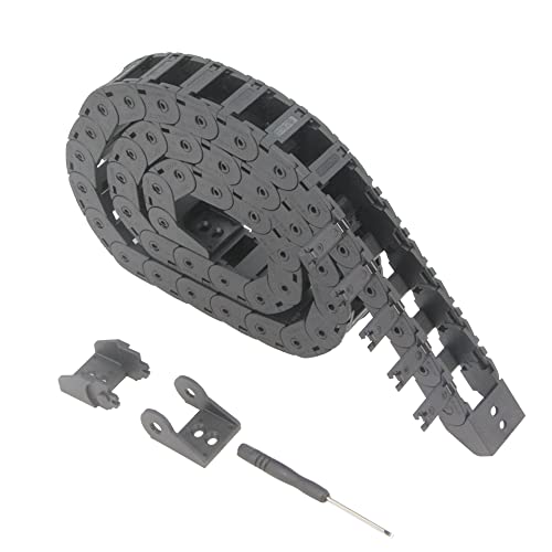 Zeberoxyz 15x20mm Schleppkettenlänge 1Meter Offener Schwarzer Kunststoff flexibler Kabelträger R28 mit 1Kit Endverbindern für 3D-Drucker und CNC-Maschinen von Zeberoxyz