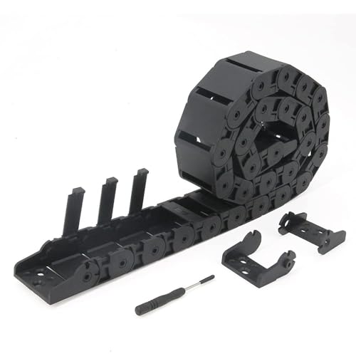 Zeberoxyz 18x37mm Schleppkette Länge 1Meter Innen offen Schwarzer Kunststoff, flexibler Kabelträger R28 mit 1Kit Endverbindern für 3D-Drucker und CNC-Maschinen von Zeberoxyz