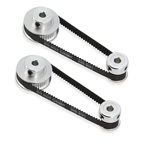 Zeberoxyz 2 Stück Set GT2-Synchronrad, 20 & 40 Zähne, 5mm Bohrung, Aluminium-Zahnriemenscheibe mit 2 Stück Länge 200 mm Breite 6mm Riemen (20-40T-5B-6) von Zeberoxyz