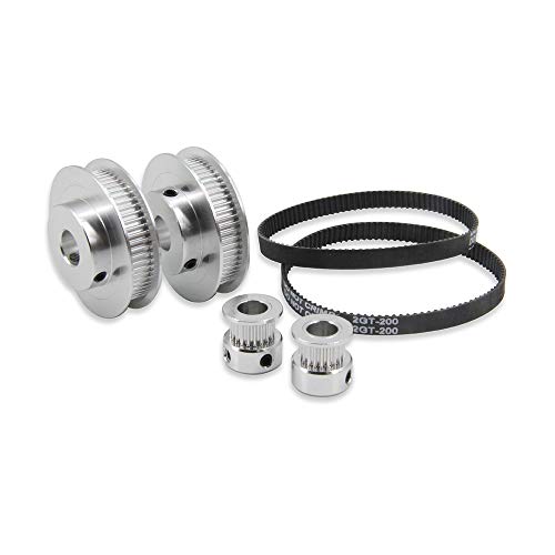 Zeberoxyz 2 Stück Set GT2-Synchronrad, 20 & 60 Zähne, 10mm Bohrung, Aluminium-Zahnriemenscheibe mit 2 Stück Länge 200 mm Breite 6mm Riemen (20-60T-10B-6) von Zeberoxyz