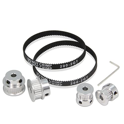 Zeberoxyz 2 Stück Set GT2 Synchronrad 20&30 Zähne 5mm Bohrung Aluminium Zahnriemenscheibe mit 2 Stück Länge 200mm Breite 6mm Riemen (20-30T-5B-6) von Zeberoxyz
