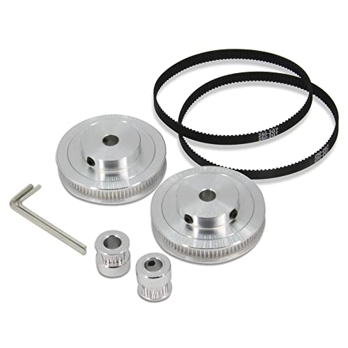 Zeberoxyz 2 Stück Set GT2 Synchronrad 20&80 Zähne 8mm Bohrung Aluminium Zahnriemenscheibe mit 2 Stück Länge 250mm Breite 6mm Riemen (20-80T-8B-6) von Zeberoxyz