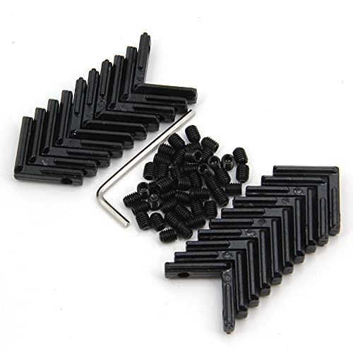 Zeberoxyz 20PCS Schwarzes L-förmiges Gelenk-Eckwinkel, 90-Grad-Aluminiumprofil-Innenverbindung der Serie 2020 für 6-mm-Schlitz-Aluminium-Strangpressprofil (L-Eckwinkel-Schwarz) von Zeberoxyz