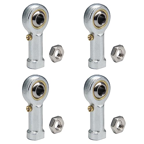 Zeberoxyz 4 Stück PHSB4 Rod End Lager 1/4 Zoll Bohrung vorgeschmierte Lager 1/4-28 weibliches Gewinde Rechte Hand mit Jam Mutter von Zeberoxyz