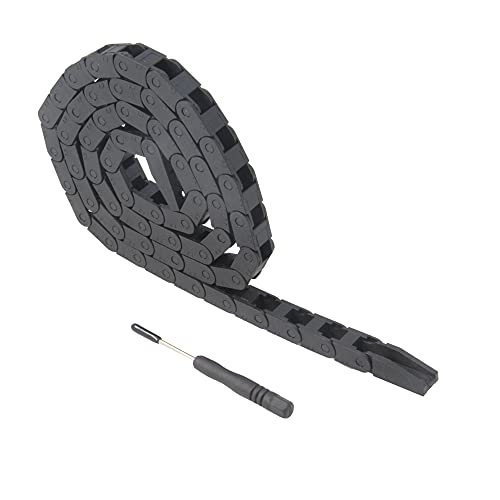 Zeberoxyz 7x7mm Schleppkettenlänge 1Meter Schließen Schwarzer Kunststoff-Kabelträger R18 mit 1Kit Endverbindern für 3D-Druckerverkabelung CNC-Maschinen von Zeberoxyz