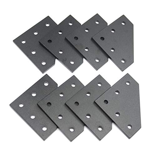 Zeberoxyz 8 STÜCKE Schwarz L-Form-Eckwinkelplatte, 5-Loch 90-Grad-Verbindungsbrettplatte für Schlitz 6 mm 2020 Serie Aluminiumprofil 3D-Druckerrahmen (8 STÜCKE Schwarz-L) von Zeberoxyz