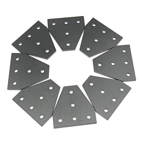 Zeberoxyz 8 STÜCKE Schwarz T-Form-Eckwinkelplatte, 5-Loch 90-Grad-Verbindungsbrettplatte für Schlitz 6 mm 2020 Serie Aluminiumprofil 3D-Druckerrahmen (8 STÜCKE Schwarz-T) von Zeberoxyz