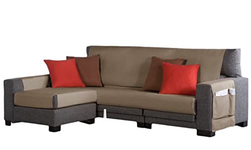Estoralis | BERET | Moderner Chaiselongue-Bezug | Strapazierfähiger Jacquard-Stoff | Farbe - Beige | Chaisse Longue 180 cm linker Arm Stoffgröße 180 x 255 cm Schutz für alle Arten von Sofas von Zebra Textil