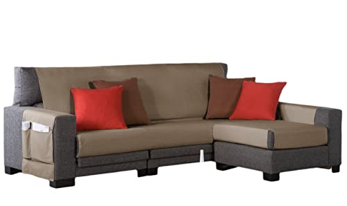 Estoralis | BERET | Moderner Chaiselongue-Bezug | Strapazierfähiger Jacquard-Stoff | Farbe - Beige | Chaisse Longue 180 cm rechter Arm Stoffgröße 180 x 255 cm Schutz für alle Arten von Sofas von Zebra Textil