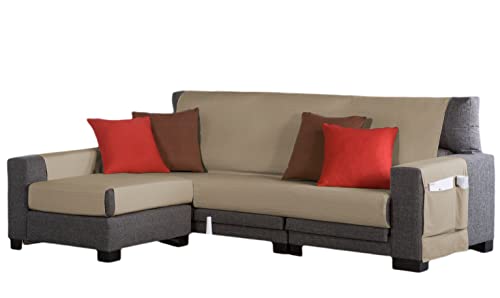 Estoralis | BERET | Moderner Chaiselongue-Bezug | Strapazierfähiger Jacquard-Stoff | Farbe - Sekt | Chaisse Longue 275 cm linker Arm Stoffgröße 275 x 255 cm Schutz für alle Arten von Sofas von Zebra Textil