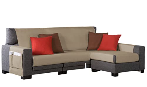 Estoralis | BERET | Moderner Chaiselongue-Bezug | Strapazierfähiger Jacquard-Stoff | Farbe - Sekt | Chaisse Longue 275 cm rechter Arm Stoffgröße 275 x 255 cm Schutz für alle Arten von Sofas von Zebra Textil