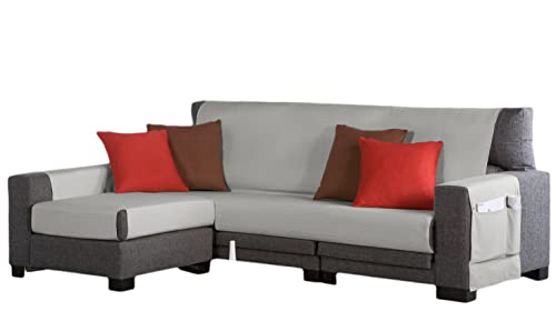 Estoralis | BERET | Moderner Chaiselongue-Bezug | Strapazierfähiger Jacquard-Stoff | Farbe - Leinen | Chaisse Longue 210 cm linker Arm Stoffgröße 210 x 255 cm Schutz für alle Arten von Sofas von Zebra Textil
