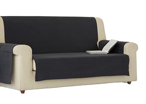 Estoralis | BERET | Sofabezug im modernen Design | Strapazierfähiger Jacquard-Stoff | Farbe - Anthrazit | Für 3-Sitzer-Sofa | Stoffgröße 150 x 220 cm (Breite x Höhe) Schutz für alle Arten von Sofas von Zebra Textil